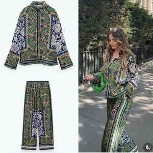 Zara Paisley Printed Set - Size S, Brand New